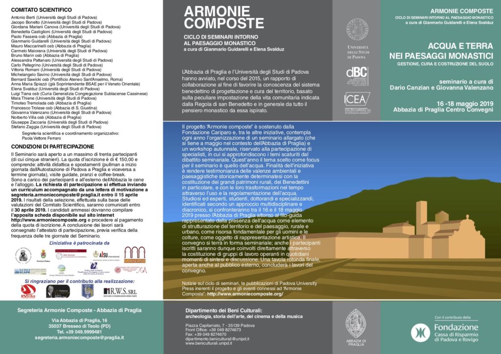 Acqua e terra nei paesaggi monastici. Gestione, cura e costruzione del suolo