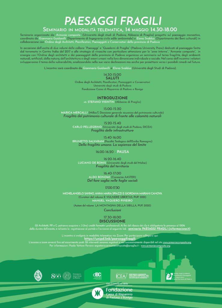 Paesaggi Fragili - seminario 14 maggio 2021