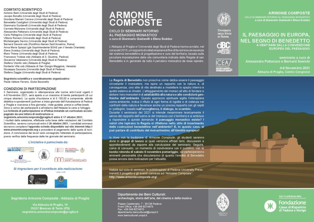 Si terrà dal 4-6 Novembre 2021 presso il Centro Congressi - Abbazia di Praglia il convegno 