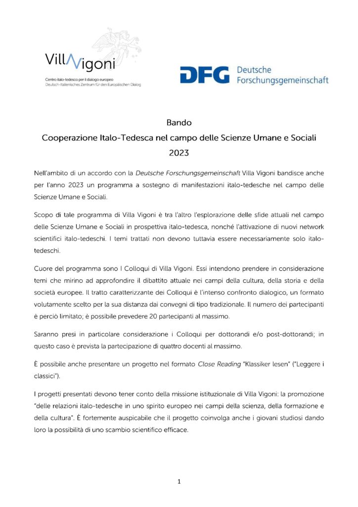 Cooperazione Italo-Tedesca nell’ambito delle Scienze Umane e Sociali